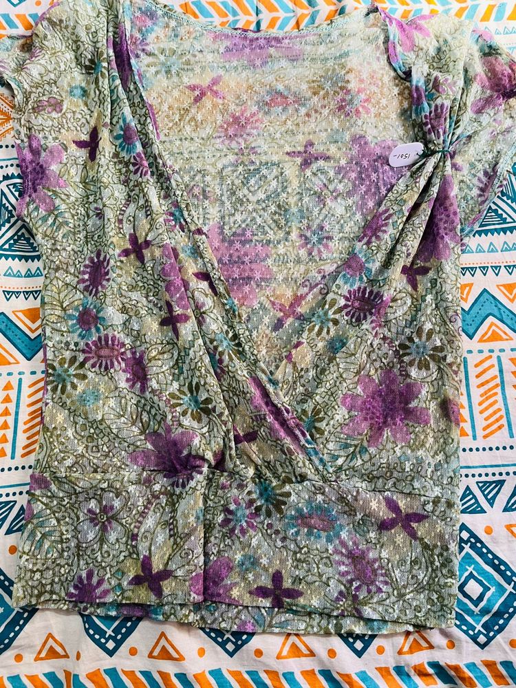 Floral Print Wrap Top