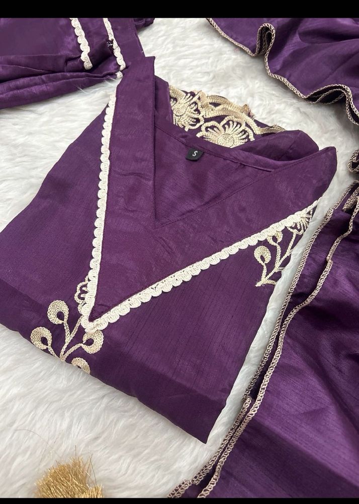 Combo of two Purple Embroidered Kurta Set