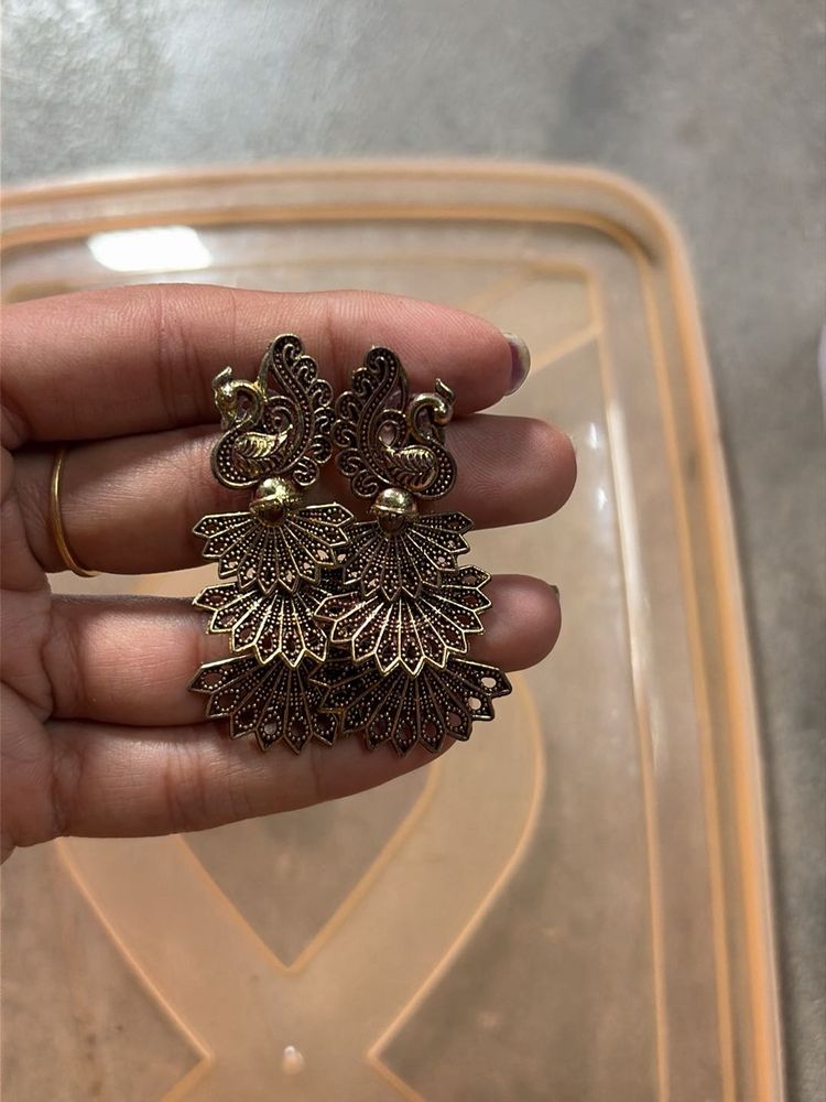 Antique Peacock Jhumka Earrings