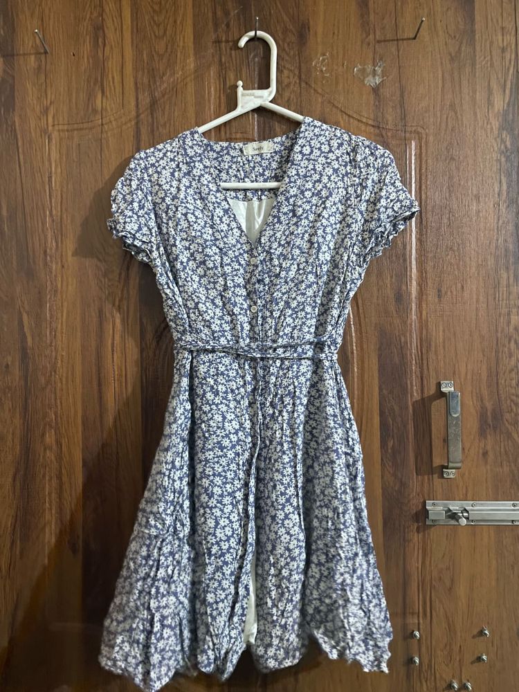 Blue Floral Mini Dress