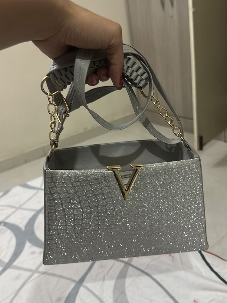 Sparkly Grey Clutch Bag