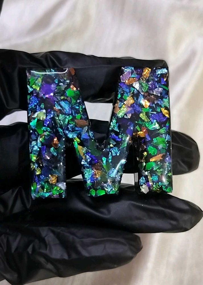 Resin Letter M Keychain