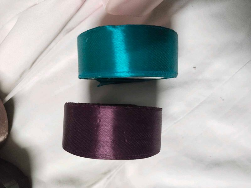 Teal and Purple Satin Ribbon Rolls