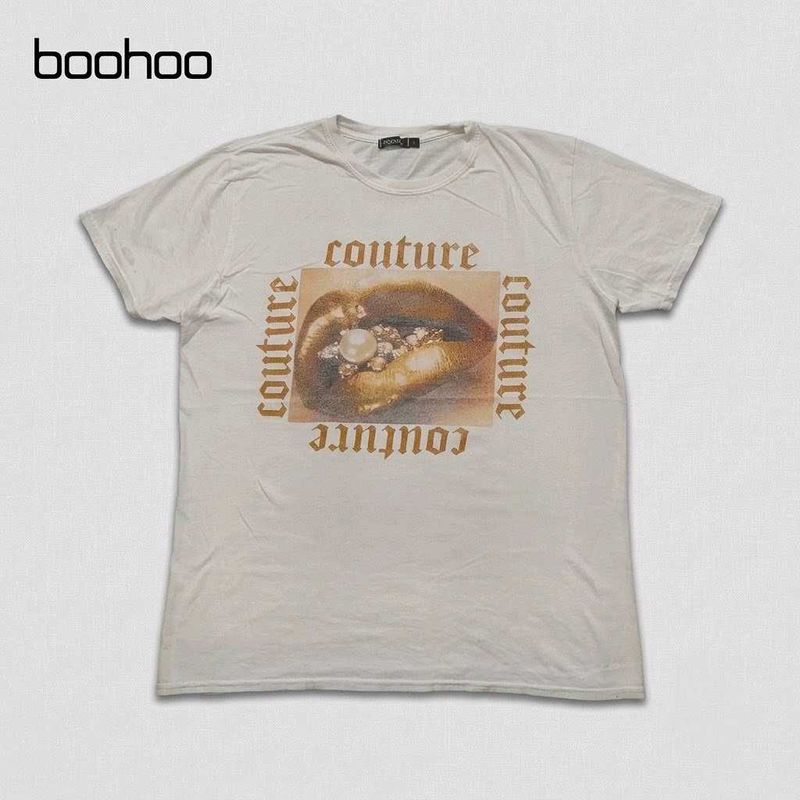 Boohoo 'Couture' Pearl Lips Graphic White T-Shirt
