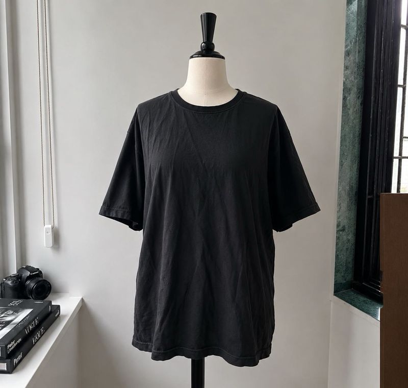 Oversized Black Cotton T-Shirt | Casual Basic Tee