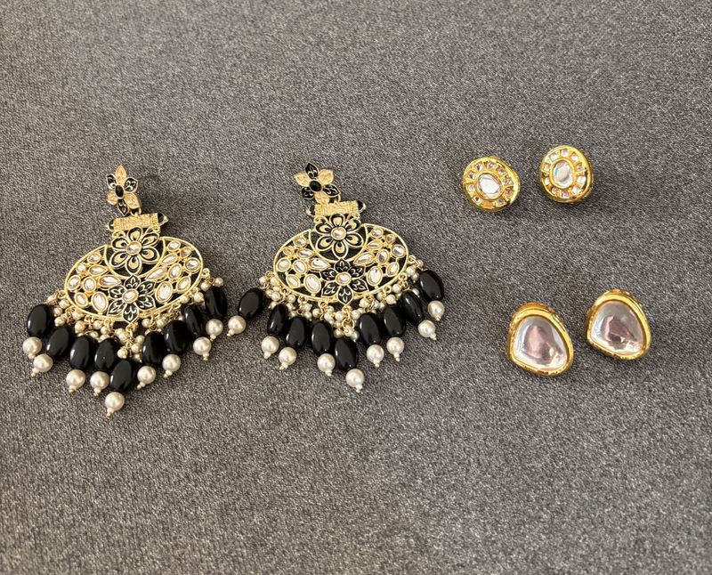 Chandbalis + 2 Pairs Studs (Combo)