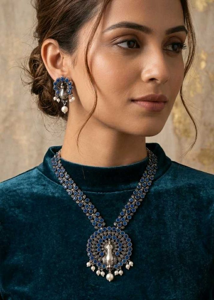 Peacock Design Necklace and Earring Set