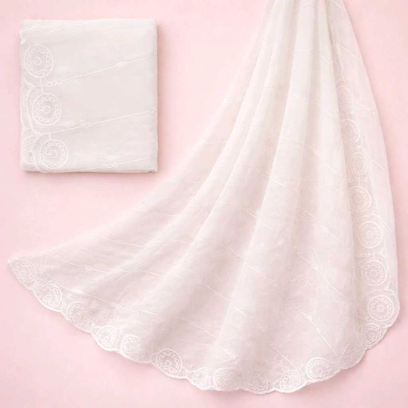 Elegant White Embroidered Dupatta