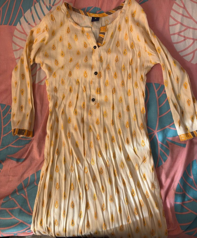 Yellow mustard long kurti