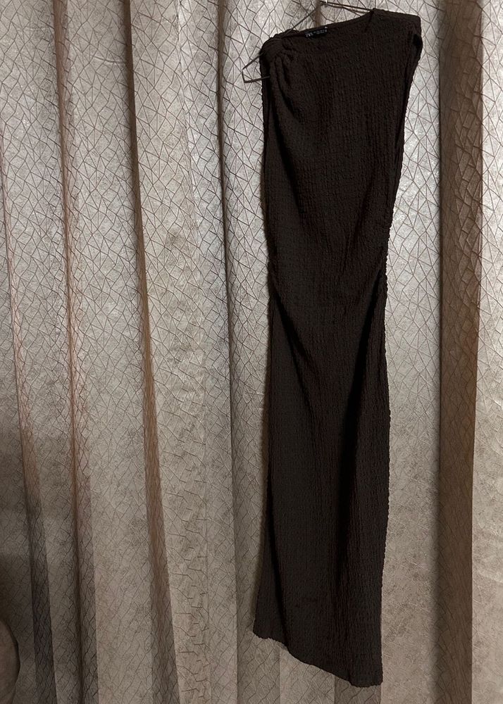 ZARA Chic Textured Midi Dress