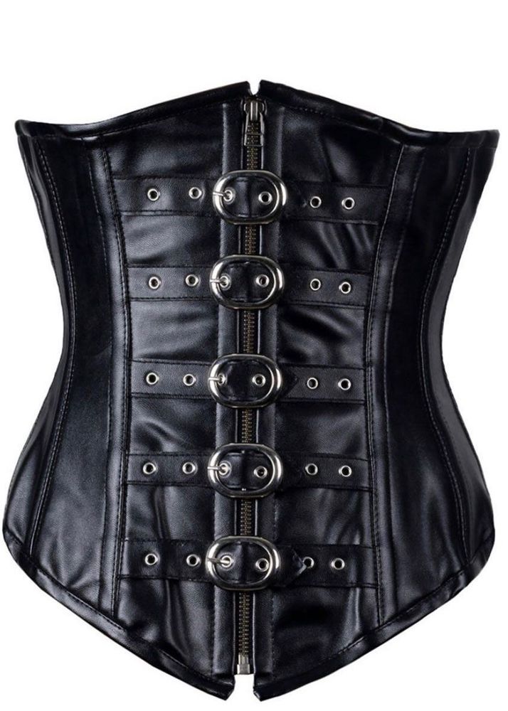 Black Faux Leather Corset