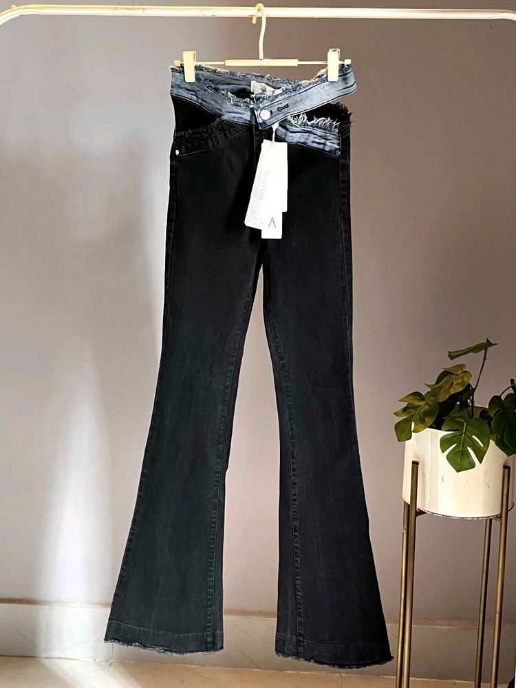 y2k waist cut bootcut