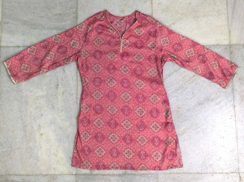Pink Geometric Print Kurta