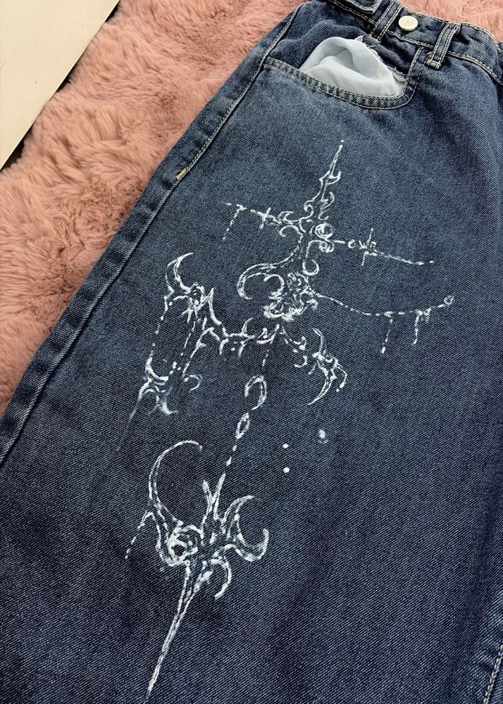 Graphic cybergilism baggy jeans