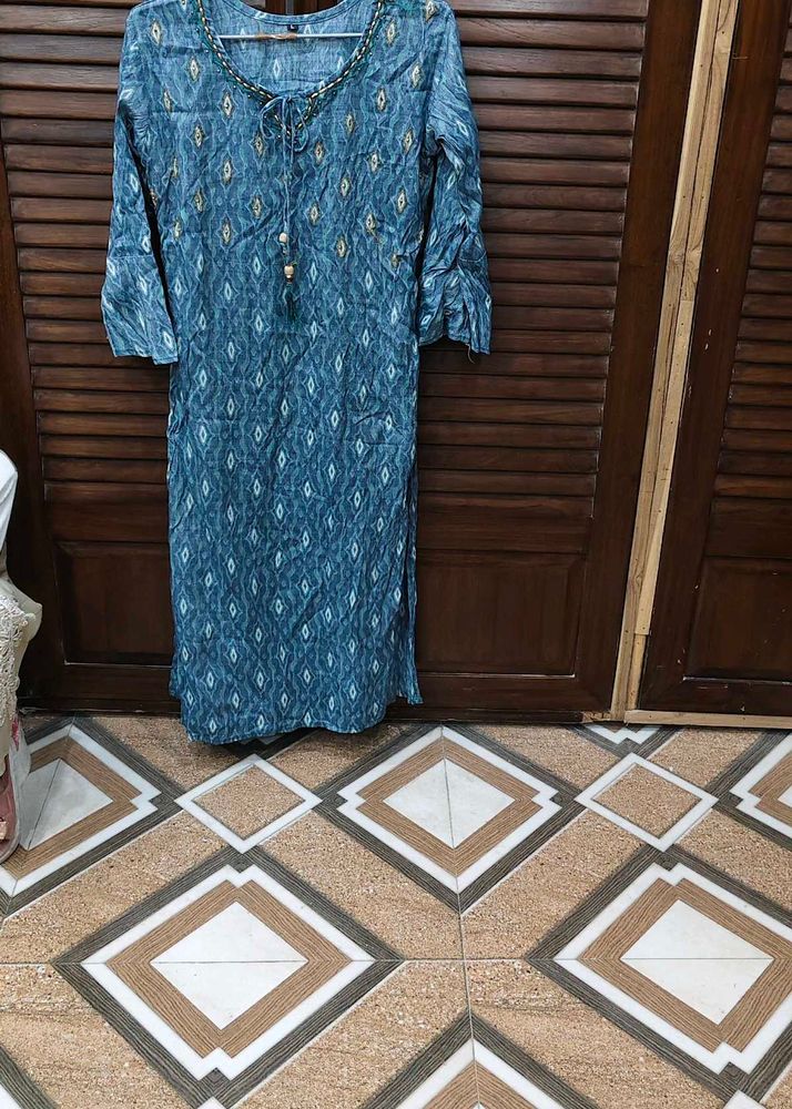 Blue Ikat Print Kurta