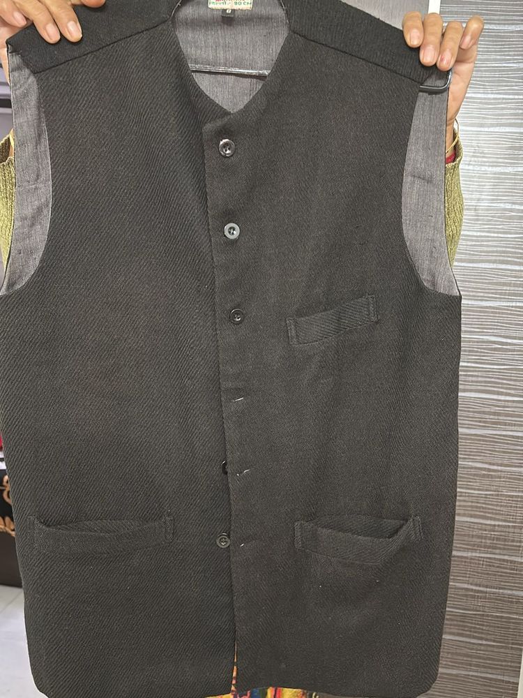 BLACK Khadi NEHRU JACKET