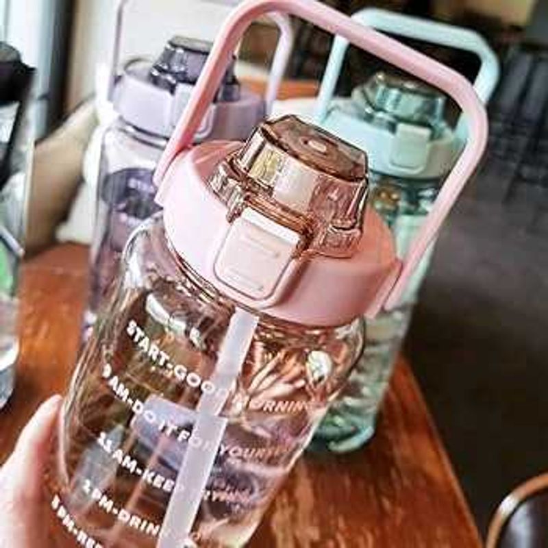 Large Water Bottle with Straw