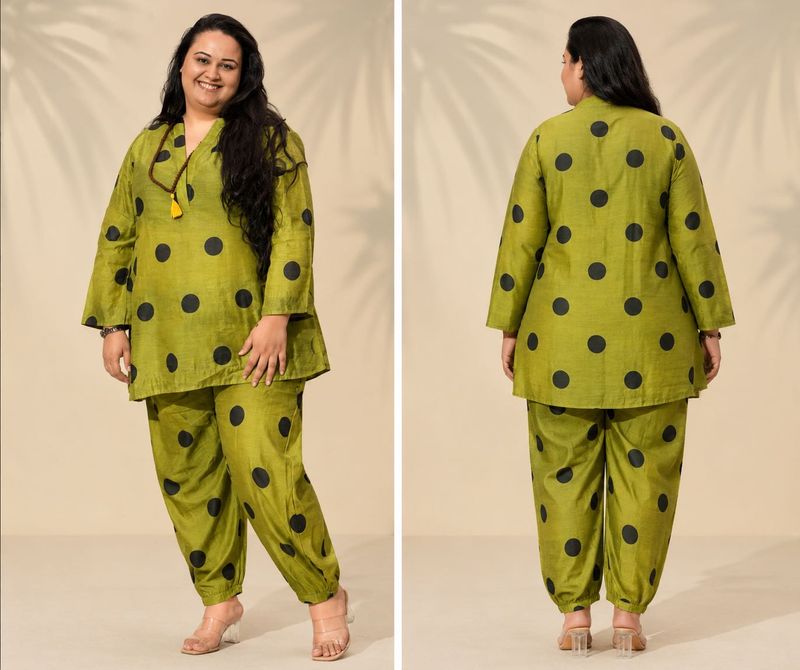 polka dot co ord set plus size