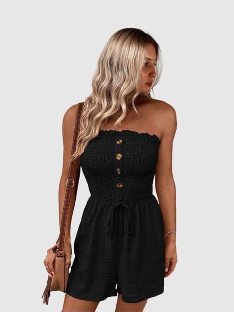 Black Strapless Fit Solid Jumpsuit