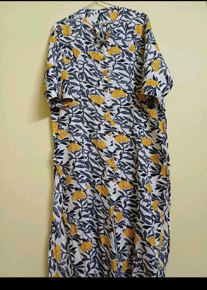 Floral Print Cotton Kurta