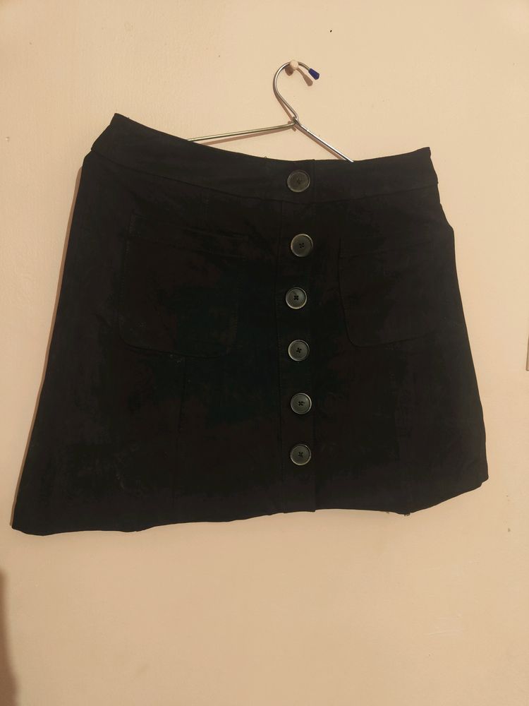 Botton Down Corduroy Skirt, Two Pockets In Front