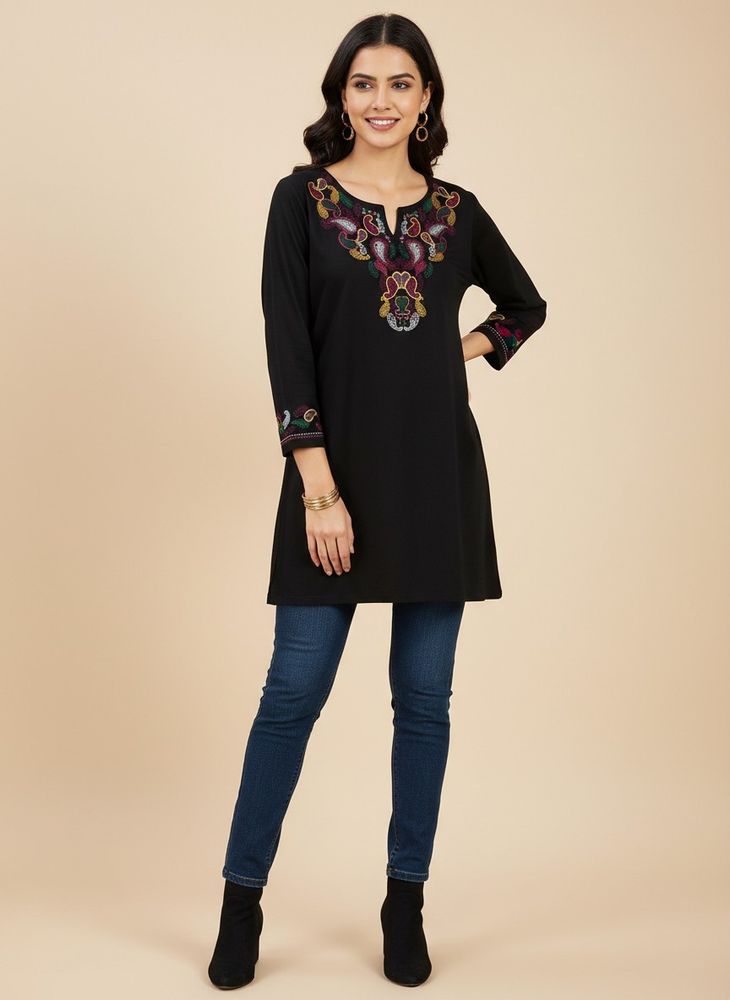 Stylish Black Embroidered Top