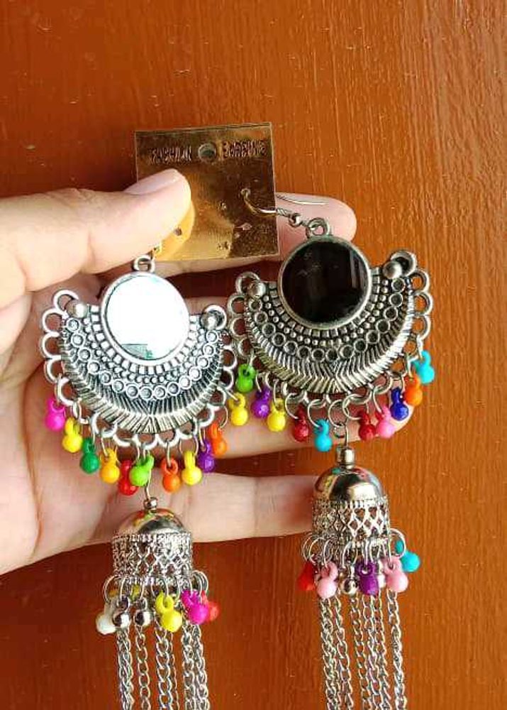 Boho Mirror Jhumka Earrings