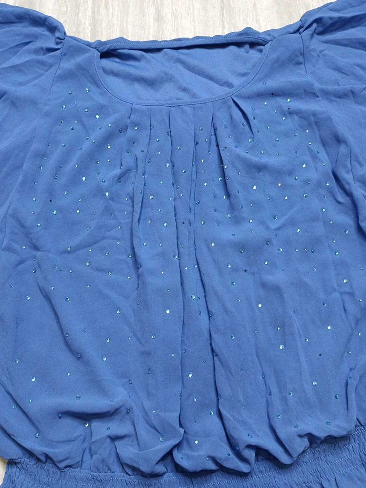 Blue Sparkle Embellished Top