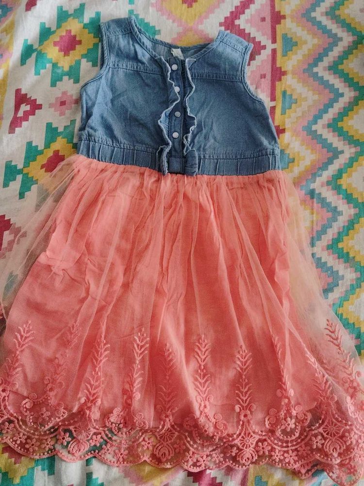 Cute Denim &amp; Tulle Dress for Girls