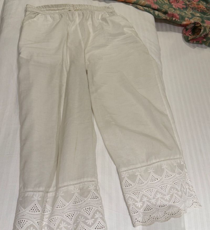 Elegant White Chikankari Pants