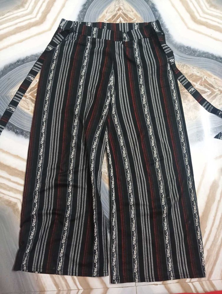 Stylish Striped Palazzos with Belt