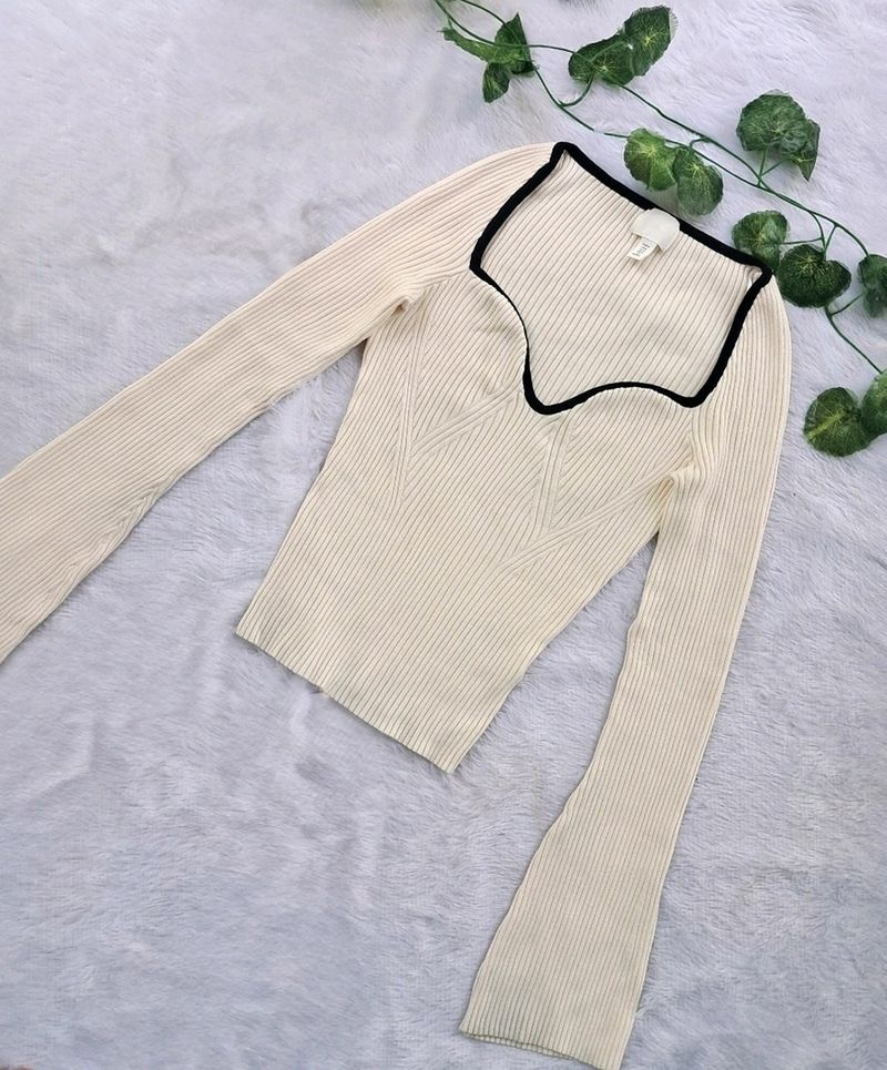 H&amp;M Ribbed Knitted Top