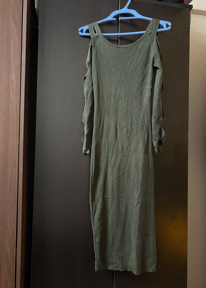 Green Cut Out Midi Dress