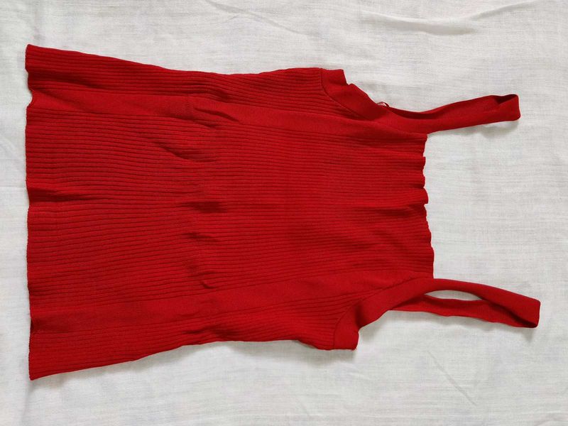 Red Ribbed Tank Top