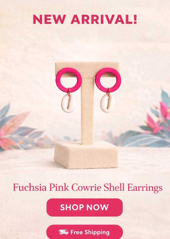 Pink Cowrie Shell Earrings