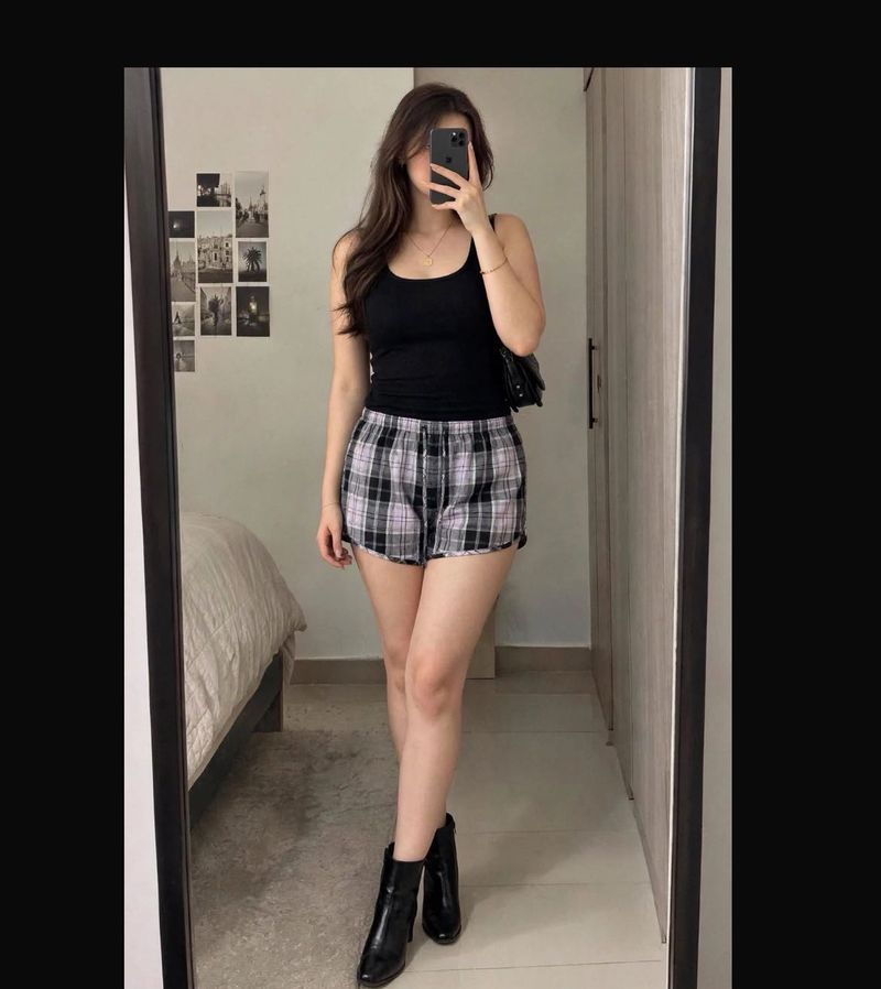 Imported y2k Comfy Plaid Pajama Shorts