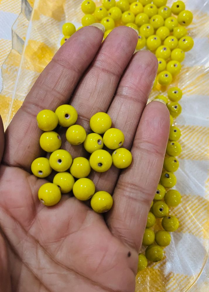 Yellow Round Beads for Jewelry Making