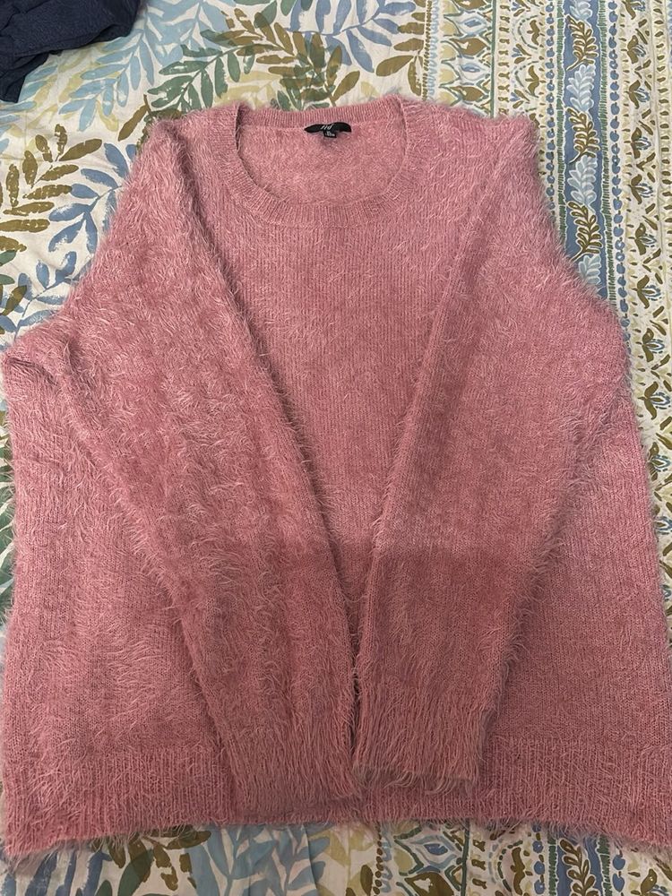Cozy Pink Fuzzy Sweater