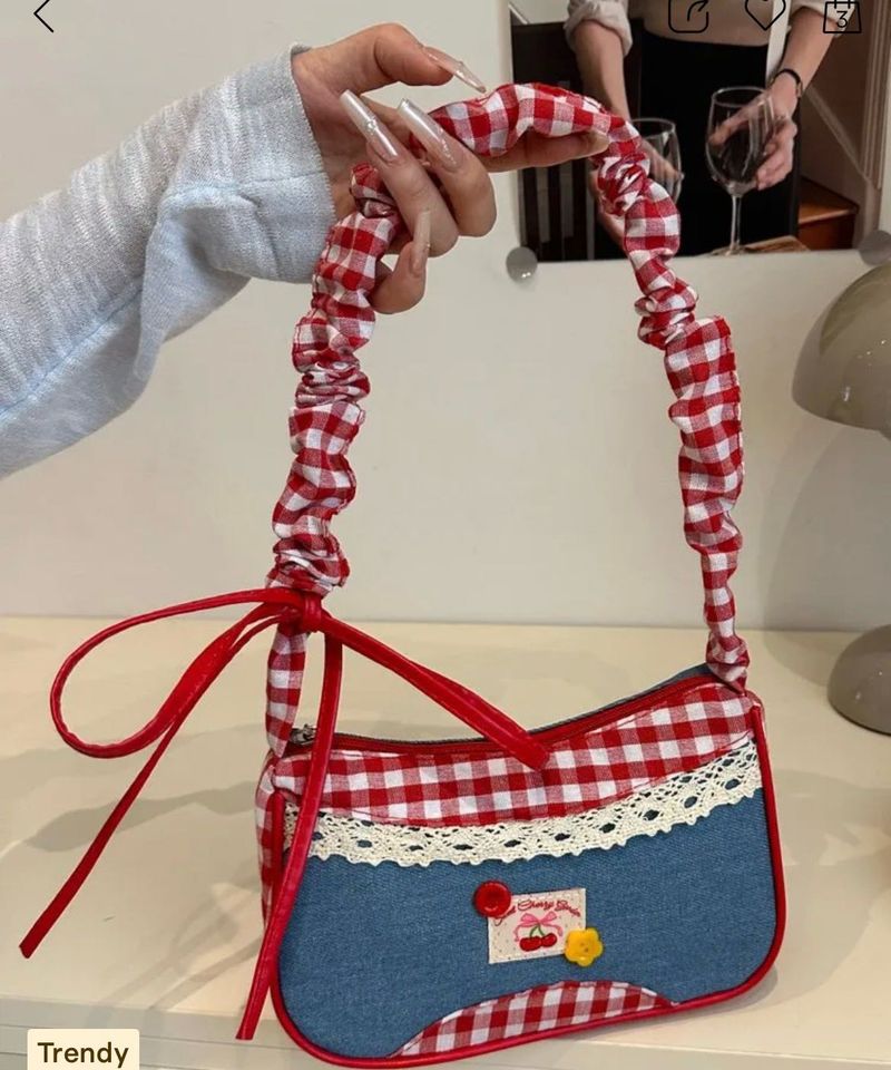 Savana Cute Gingham Cherry Shoulder Bag