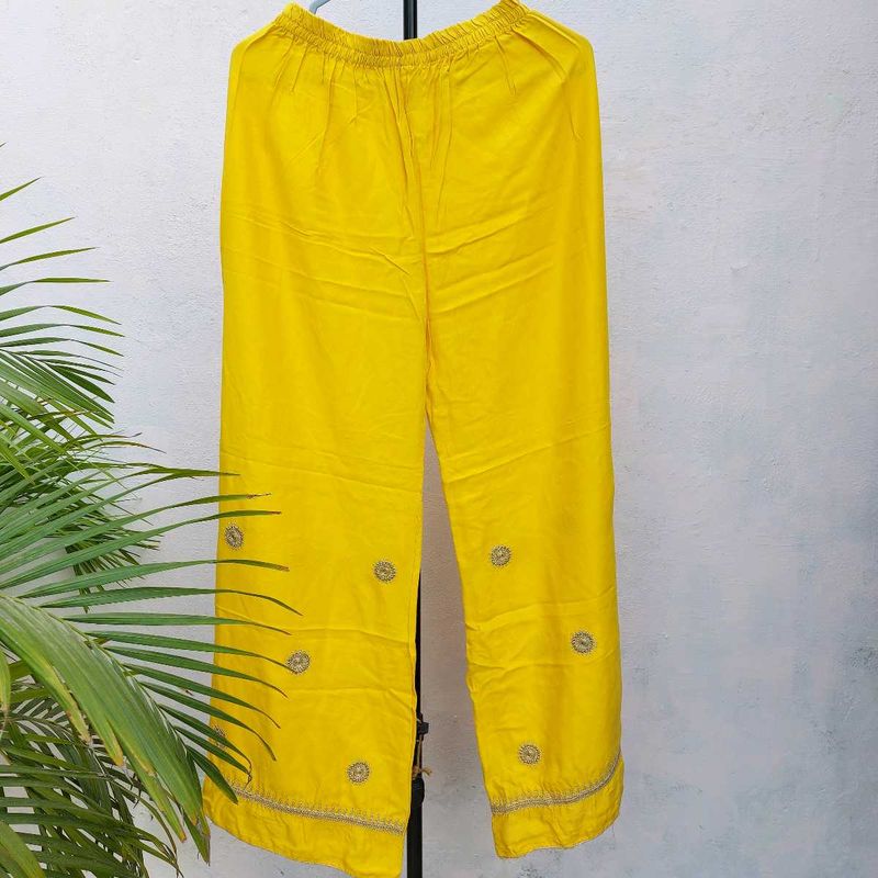 Pakistani Yellow Embroidered Palazzos