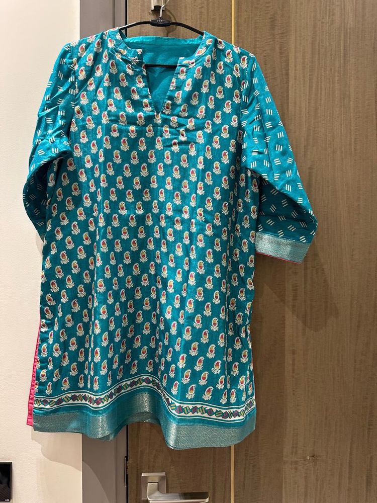 last price Teal Printed Kurta