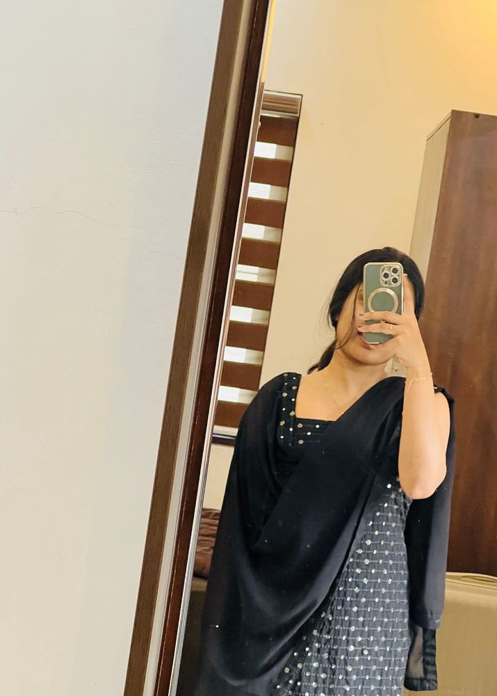 Elegant Black Kurta Set with Dupatta