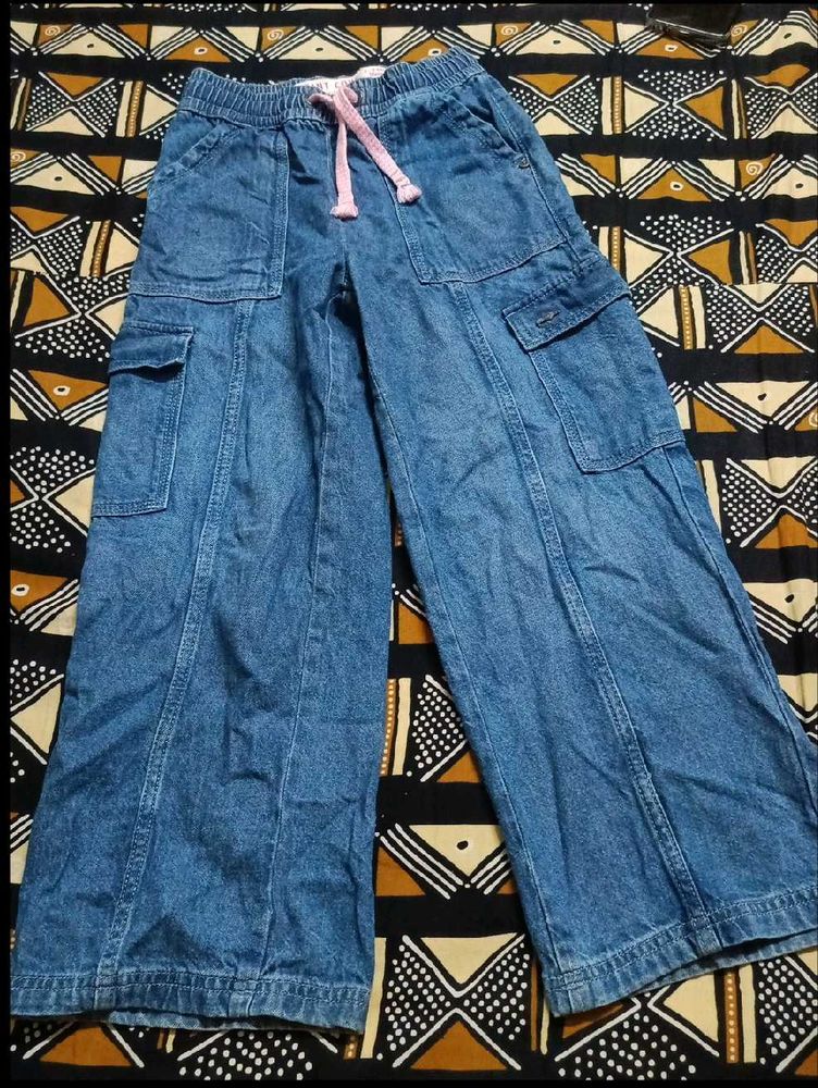 Blue Denim Cargo Pants