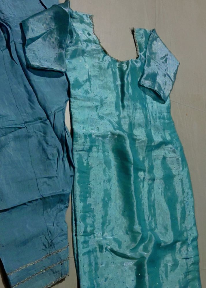 Teal Kurta with Pants &amp; Dupatta
