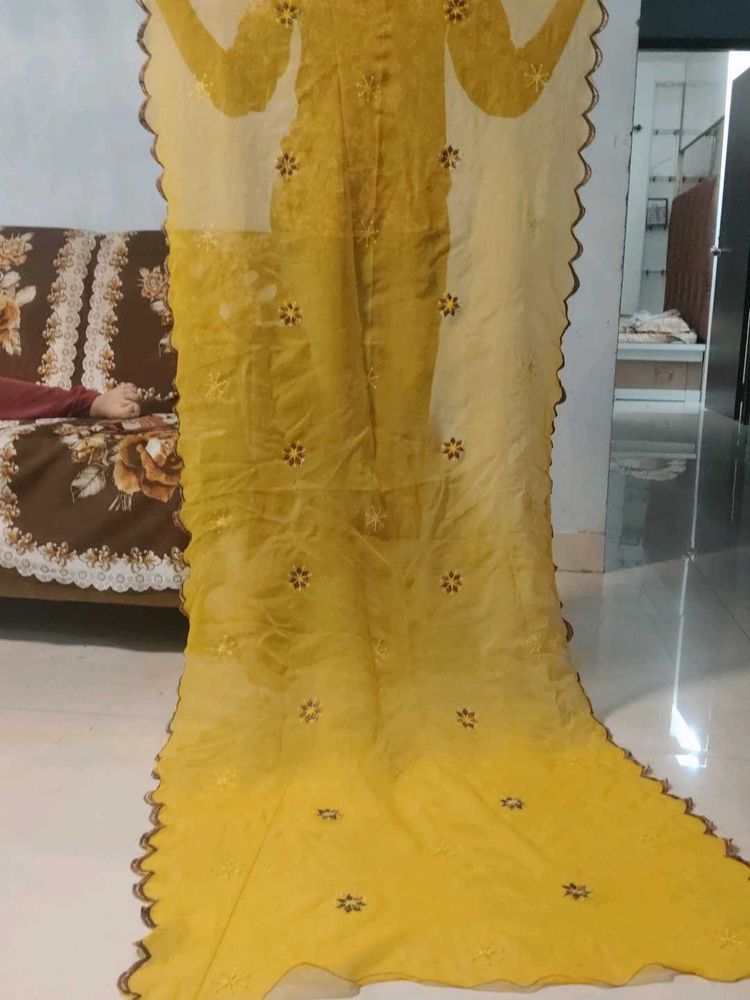 Yellow Embroidered Dupatta