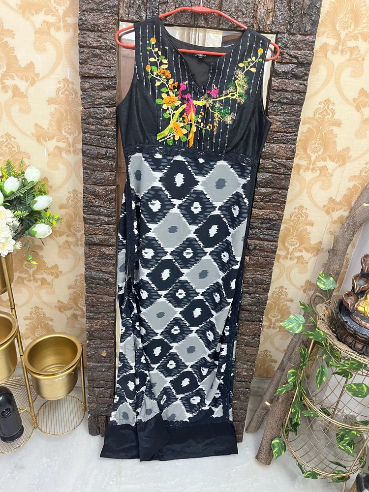 Imported Long Black Kurta Bottom Set
