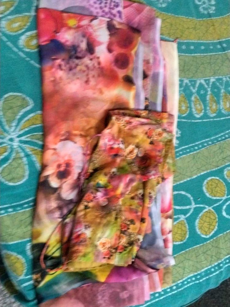 Vibrant Floral Print Dress Material