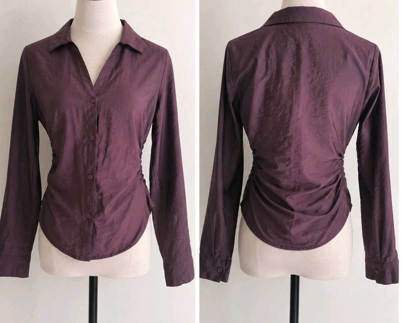 Cinched Waist Button-Up Blouse