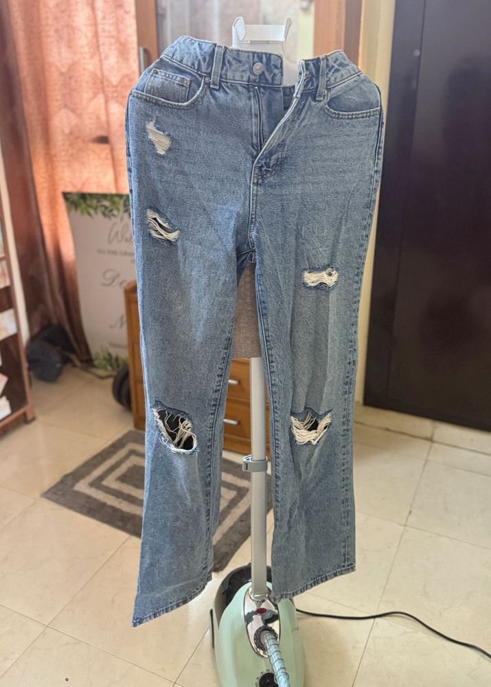 Ripped Flare Jeans
