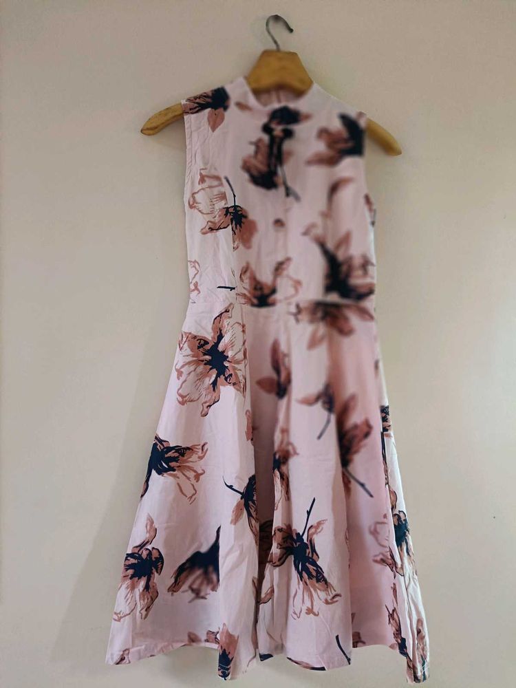 Pink Floral Sleeveless Dress